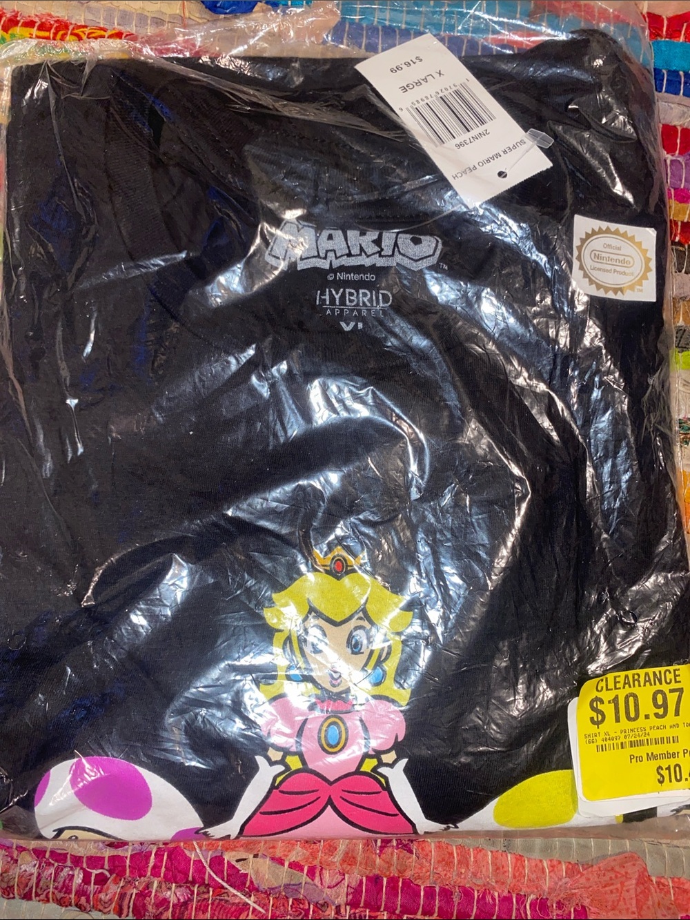 Nintendo Black Tee with Princess Peach Pink and Yellow Accents